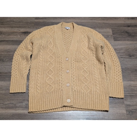 J. Crew Sweaters - J. Crew Cable Knit Button Front Cardigan Sweater Tan Size‎ S READ
